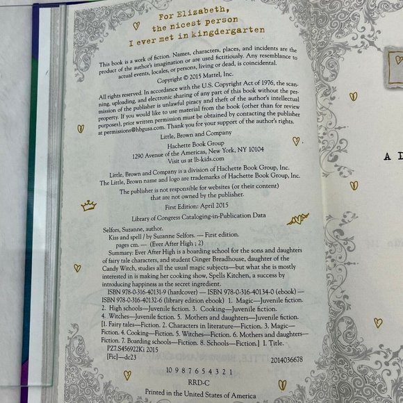 Ever After High Hardcover Book "Kiss and Spell" Selfors First Edition - Picture 6 of 7